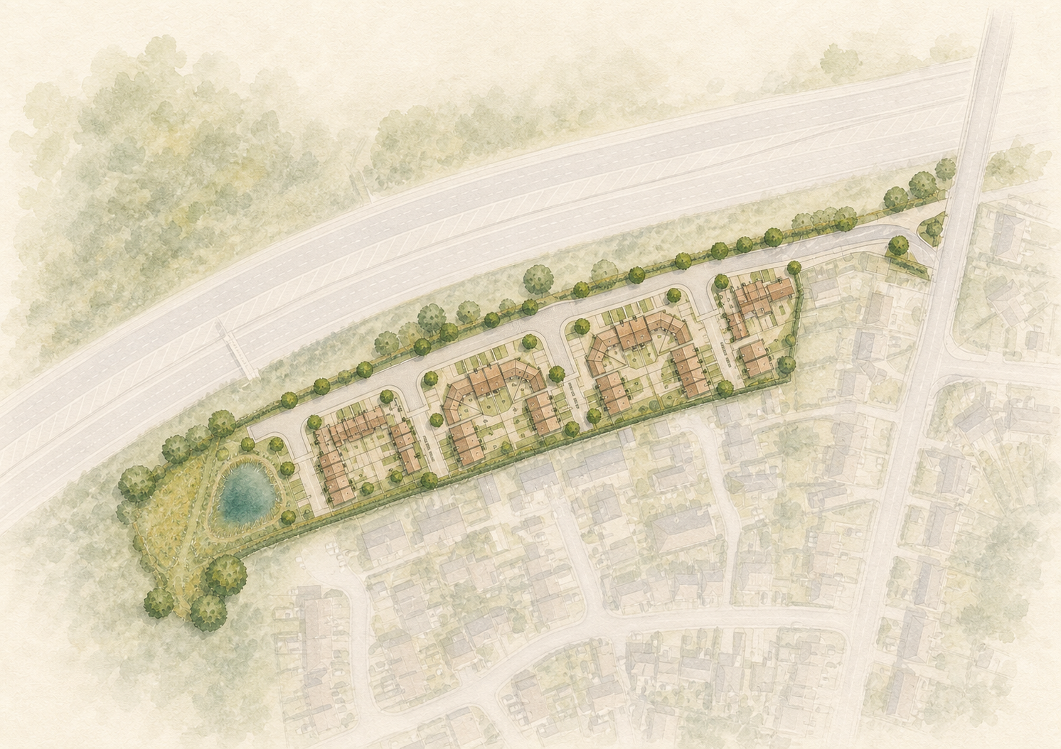 Illustrative site layout for Wildmoor Lane, Catshill